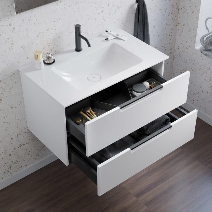 burgbad Ilo Waschtisch mit Waschtischunterschrank 82 x 49 cm, 1 Auszug, 1 Schublade