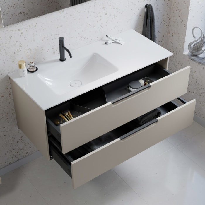 burgbad Ilo Waschtisch mit Waschtischunterschrank 112 x 49 cm, 1 Auszug, 1 Schublade