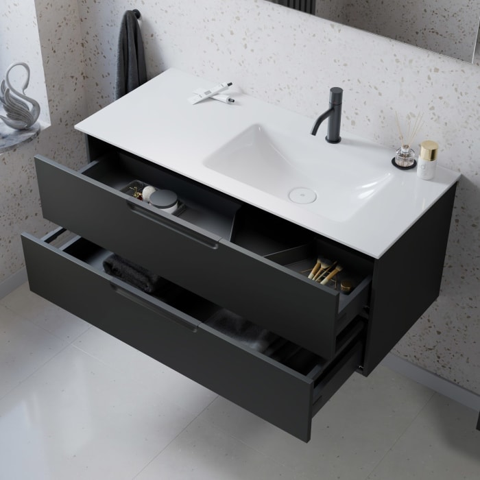 burgbad Ilo Waschtisch mit Waschtischunterschrank 112 x 49 cm, 1 Auszug, 1 Schublade