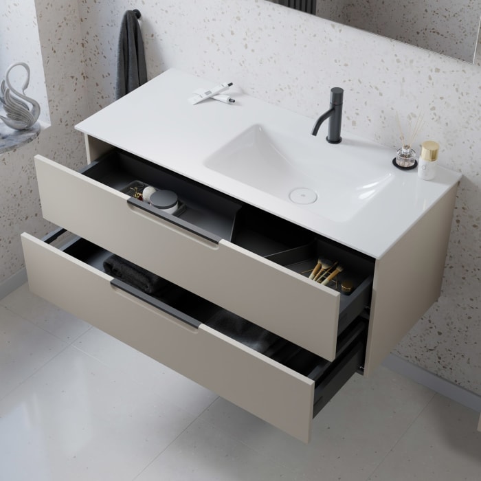 burgbad Ilo Waschtisch mit Waschtischunterschrank 112 x 49 cm, 1 Auszug, 1 Schublade