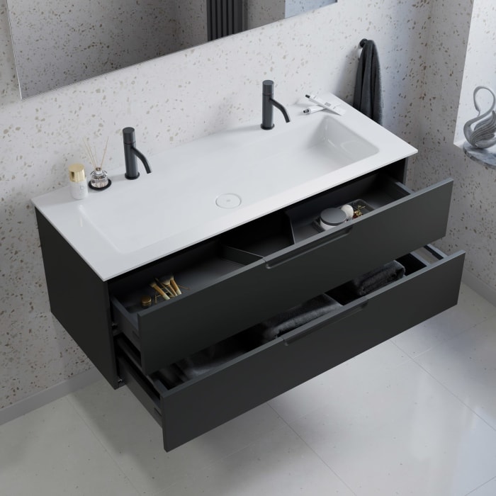 burgbad Ilo Waschtisch mit Waschtischunterschrank 122 x 49 cm, 1 Auszug, 1 Schublade