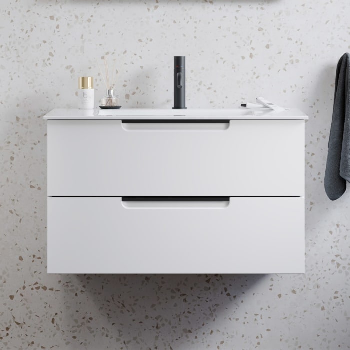burgbad Ilo Waschtisch mit Waschtischunterschrank 82 x 49 cm, 1 Auszug, 1 Schublade