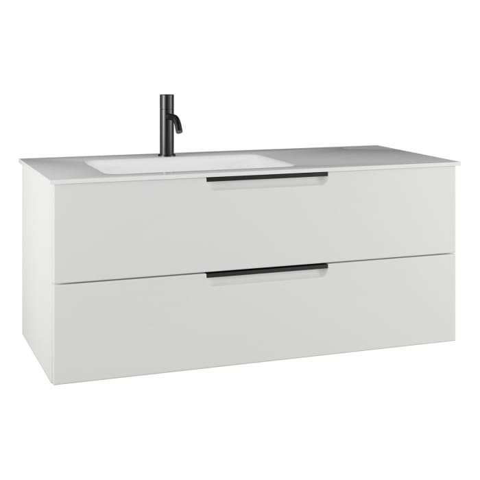 burgbad Ilo Waschtisch mit Waschtischunterschrank 112 x 49 cm, 1 Auszug, 1 Schublade