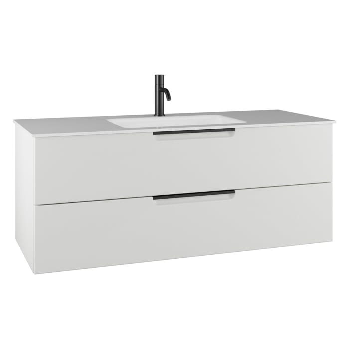 burgbad Ilo Waschtisch mit Waschtischunterschrank 122 x 49 cm, 1 Auszug, 1 Schublade