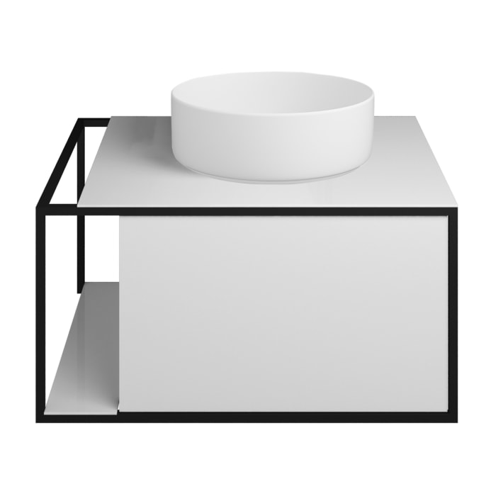 burgbad Junit Waschtischkombination mit Keramik-Aufsatzwaschtisch 76,5 cm, Handtuchhalter links