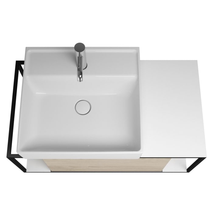 burgbad Junit Waschtischkombination mit Keramik-Aufsatzwaschtisch 76,5 cm, Handtuchhalter links