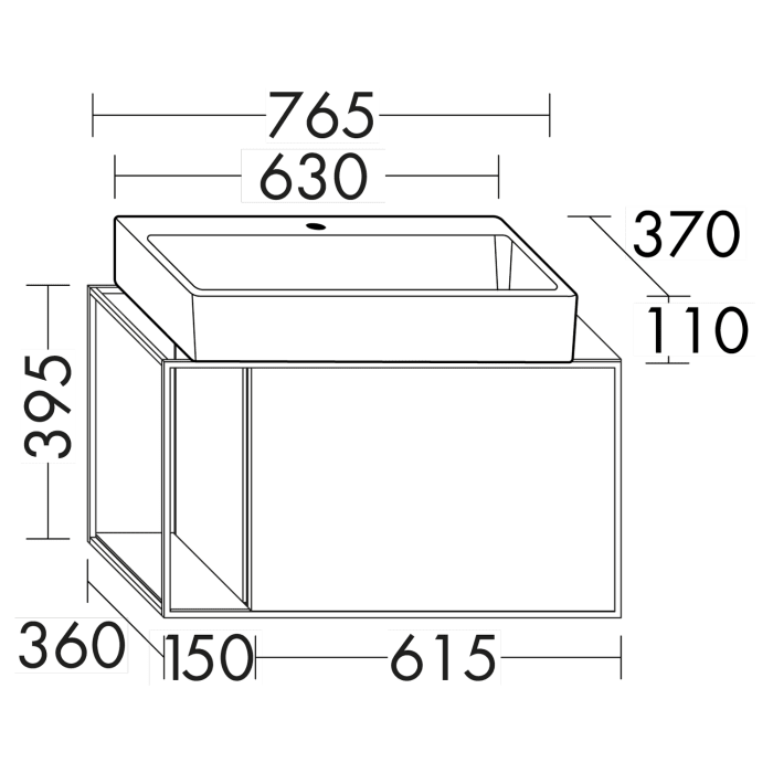burgbad Junit Waschtischkombination mit Keramik-Waschtisch Links 76,5 cm
