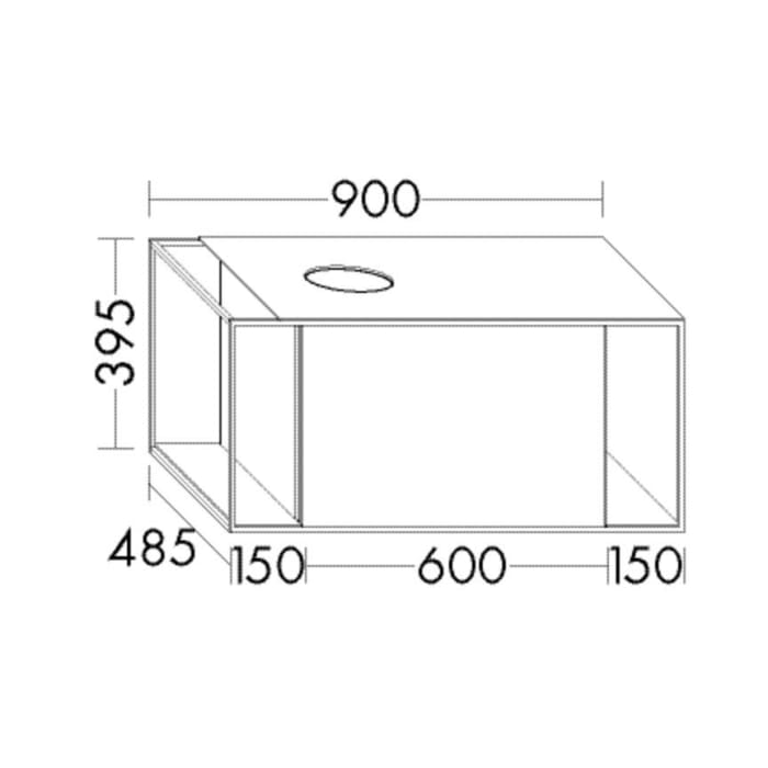 burgbad Junit Waschtischunterschrank 90 x 39,5 cm, für Aufsatzwaschtische, OHNE Ausschnitt, Version rechts