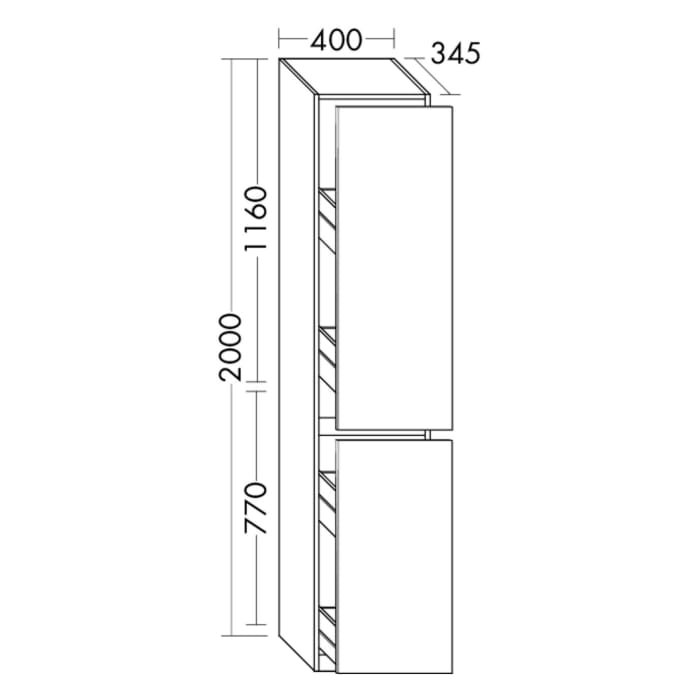 burgbad Lin20 Apothekerschrank 40 x 34,5 cm, mit 2 Auszügen