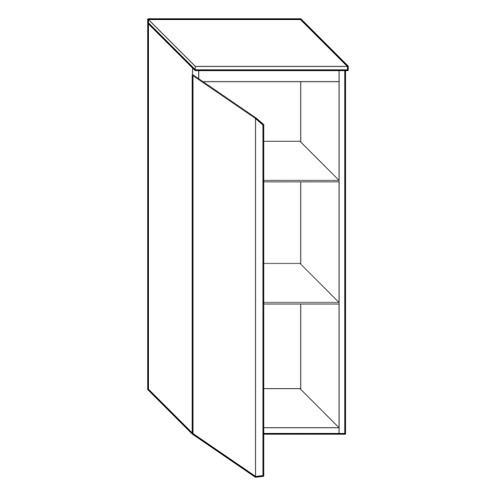 burgbad Lin20 Halbhoher Schrank 40 x 35,5 x 97 cm, mit 1 Tür, links
