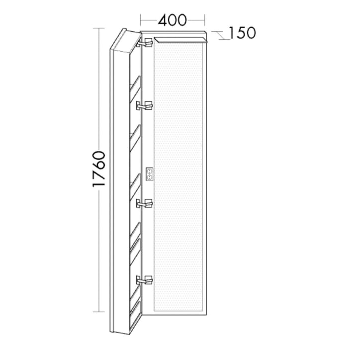 burgbad Lin20 Ganzkörperspiegel 40 cm, 1 Koffertür, rechts, mit LED-Beleuchtung