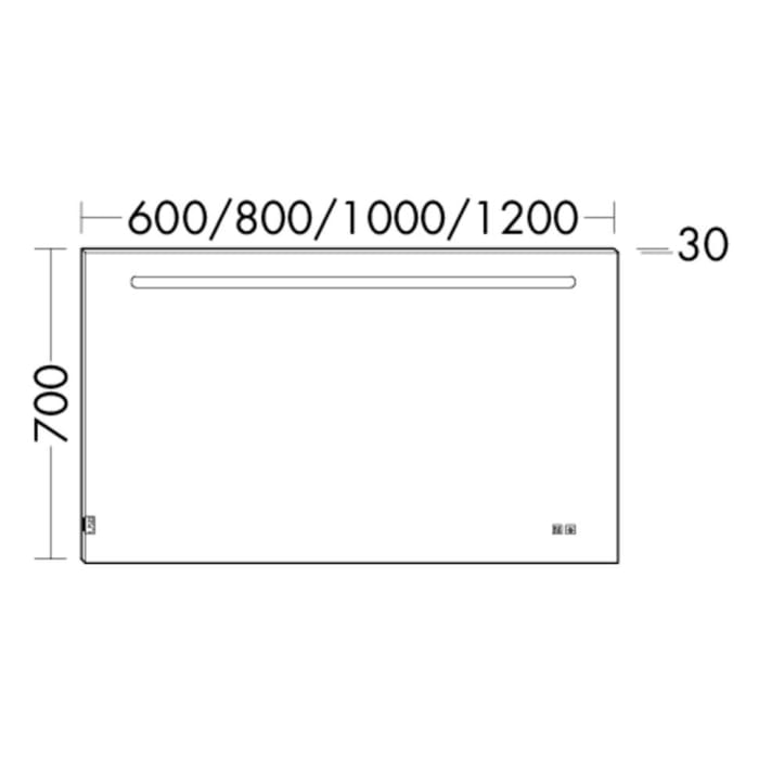 burgbad Lin20 Badspiegel 80 cm mit LED-Beleuchtung und Spiegelheizung