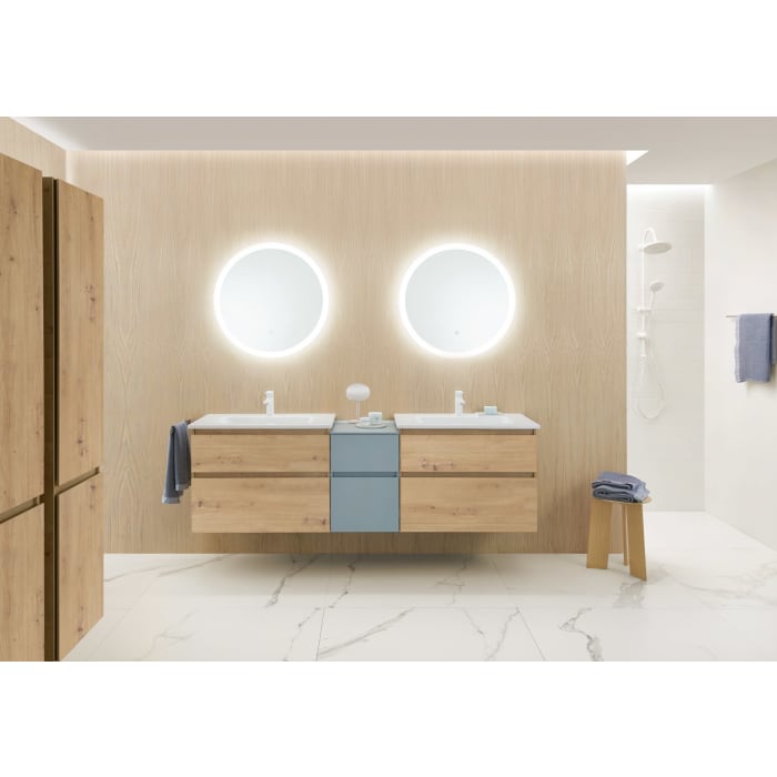 burgbad Lin20 Badspiegel mit LED-Beleuchtung und Spiegelheizung in 75 cm Größe