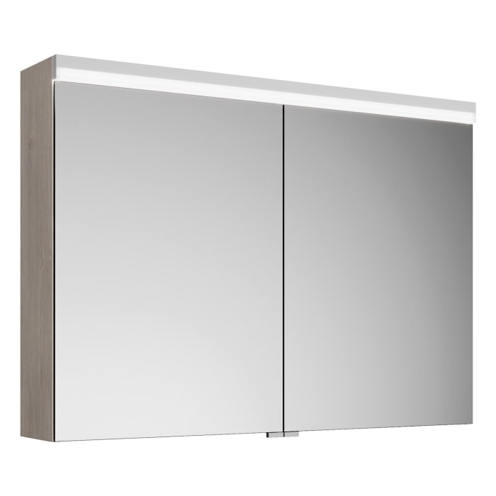 burgbad Lin20 Spiegelschrank mit LED-Beleuchtung, 100 cm, 2 Spiegeltüren