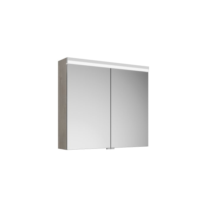 burgbad Lin20 Spiegelschrank mit LED-Beleuchtung, 80 cm, 2 Spiegeltüren, mit Waschtischbeleuchtung