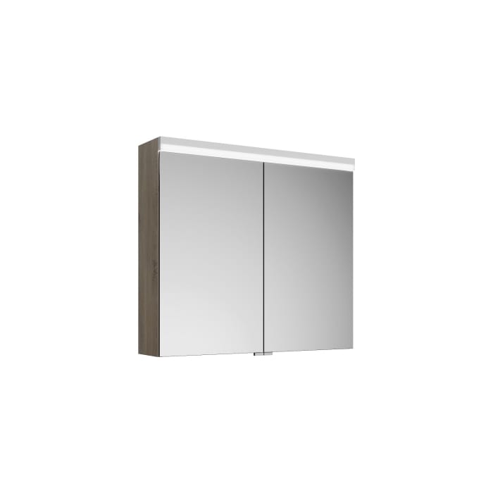 burgbad Lin20 Spiegelschrank mit LED-Beleuchtung, 80 cm, 2 Spiegeltüren, mit Waschtischbeleuchtung