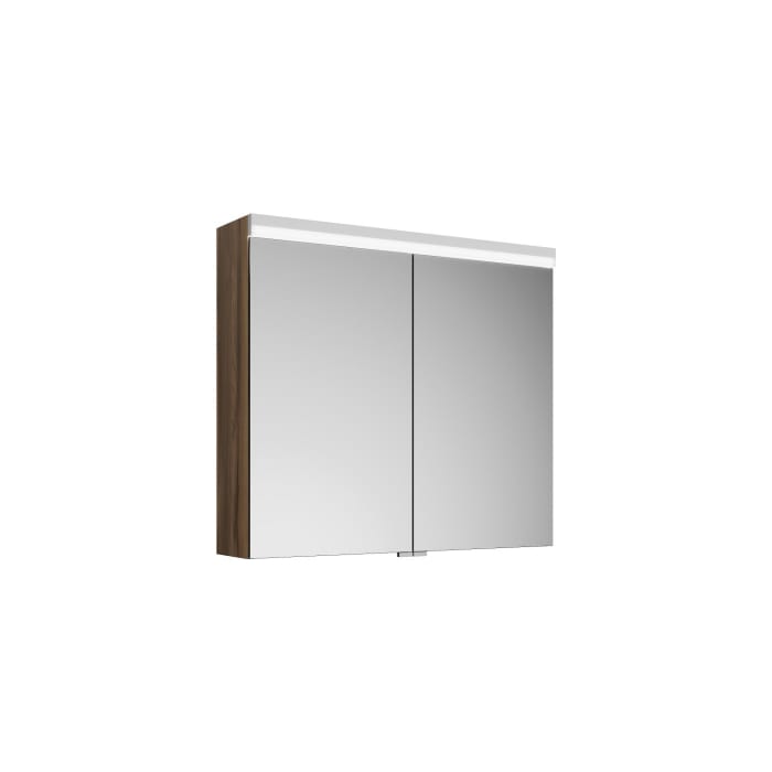 burgbad Lin20 Spiegelschrank mit LED-Beleuchtung, 80 cm, 2 Spiegeltüren, mit Waschtischbeleuchtung