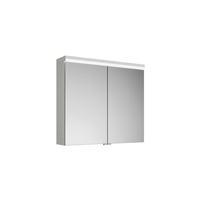 burgbad Lin20 Spiegelschrank mit LED-Beleuchtung, 80 cm, 2 Spiegeltüren, mit Waschtischbeleuchtung