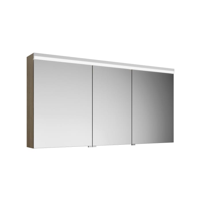 burgbad Lin20 Spiegelschrank mit LED-Beleuchtung, 140 cm, 3 Spiegeltüren, links, mit Waschtischbeleuchtung