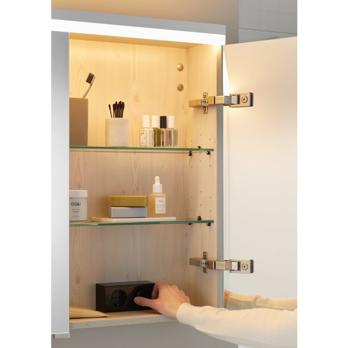 burgbad Lin20 Spiegelschrank mit LED-Beleuchtung, 120 cm, 3 Spiegeltüren, links