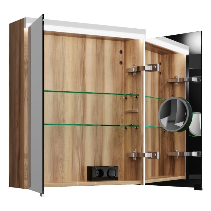 burgbad Lin20 Spiegelschrank mit LED-Beleuchtung, 60 cm, 2 Spiegeltüren