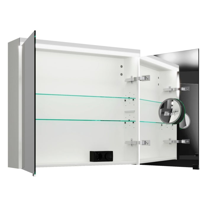 burgbad Lin20 Spiegelschrank mit LED-Beleuchtung, 80 cm, 2 Spiegeltüren