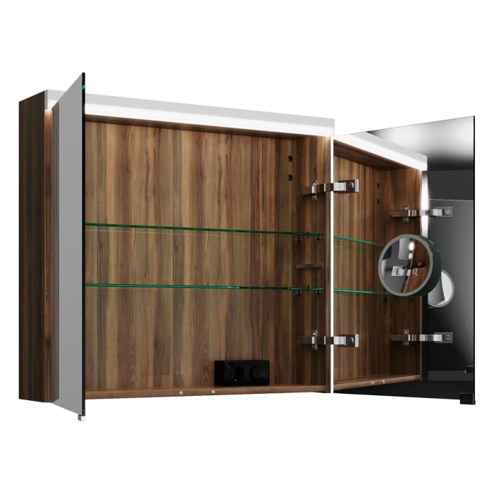 burgbad Lin20 Spiegelschrank mit LED-Beleuchtung, 80 cm, 2 Spiegeltüren