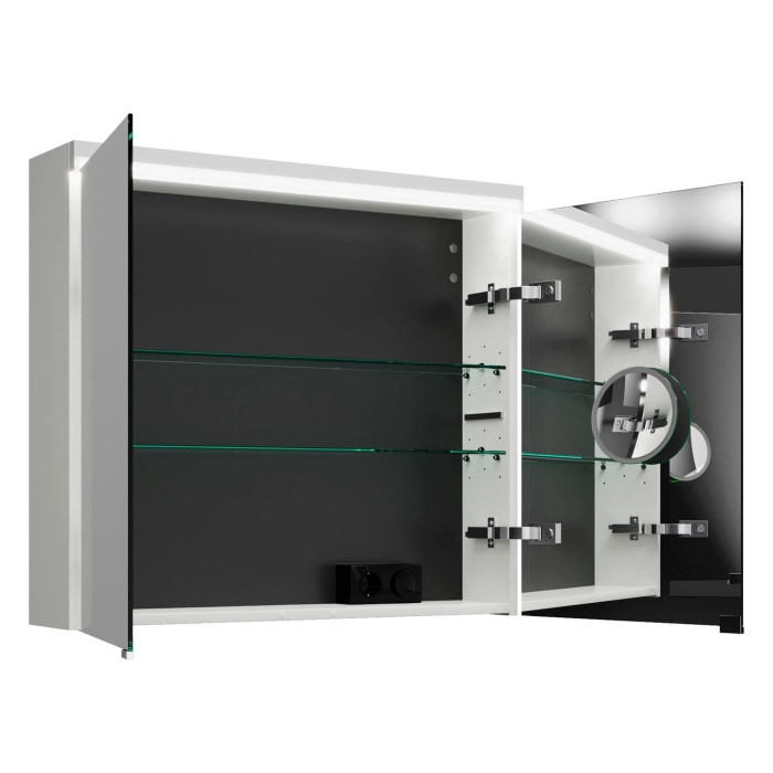 burgbad Lin20 Spiegelschrank mit LED-Beleuchtung, 80 cm, 2 Spiegeltüren