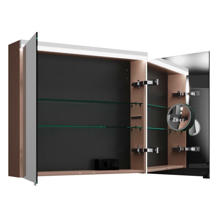 burgbad Lin20 Spiegelschrank mit LED-Beleuchtung, 80 cm, 2 Spiegeltüren