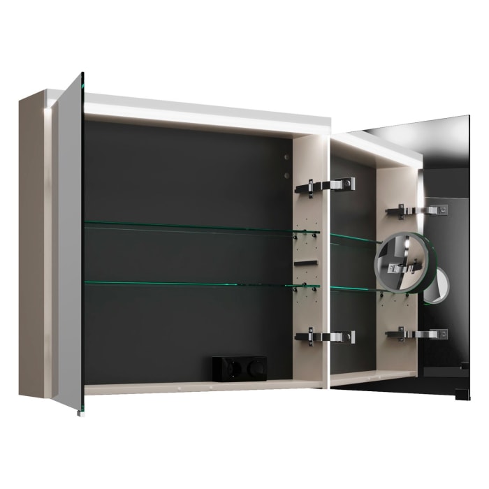 burgbad Lin20 Spiegelschrank mit LED-Beleuchtung, 80 cm, 2 Spiegeltüren