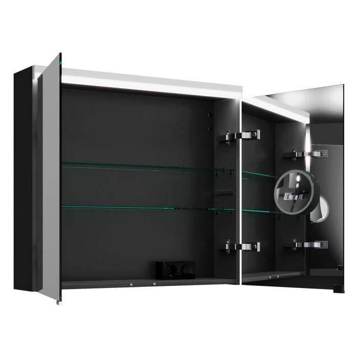 burgbad Lin20 Spiegelschrank mit LED-Beleuchtung, 80 cm, 2 Spiegeltüren