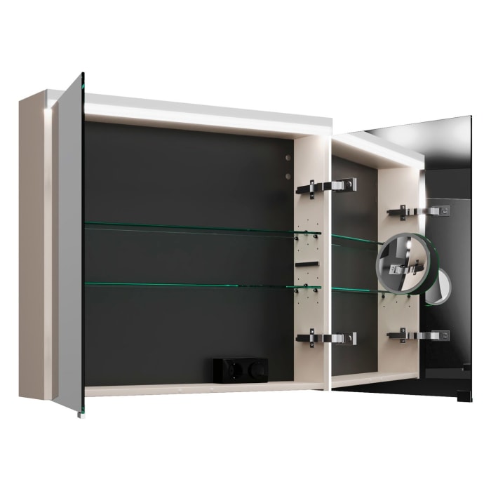 burgbad Lin20 Spiegelschrank mit LED-Beleuchtung, 80 cm, 2 Spiegeltüren