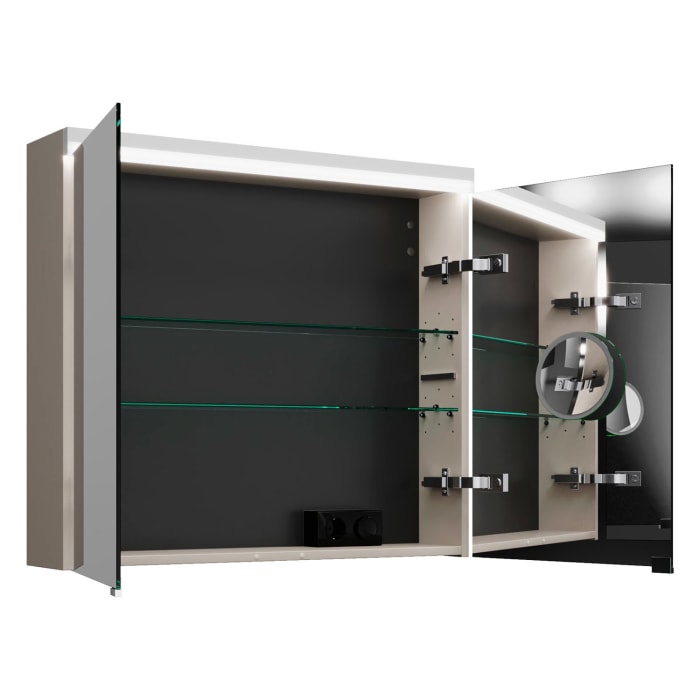 burgbad Lin20 Spiegelschrank mit LED-Beleuchtung, 80 cm, 2 Spiegeltüren