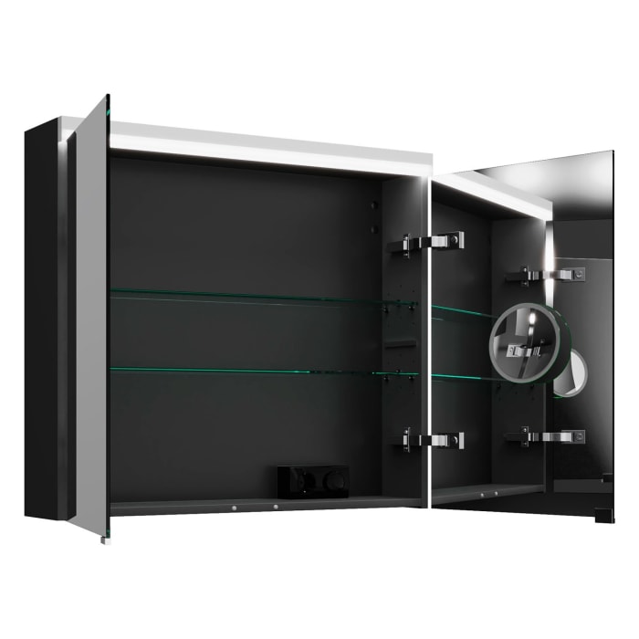 burgbad Lin20 Spiegelschrank mit LED-Beleuchtung, 80 cm, 2 Spiegeltüren