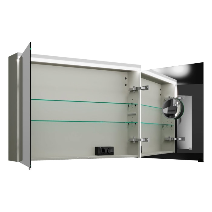 burgbad Lin20 Spiegelschrank mit LED-Beleuchtung, 100 cm, 2 Spiegeltüren