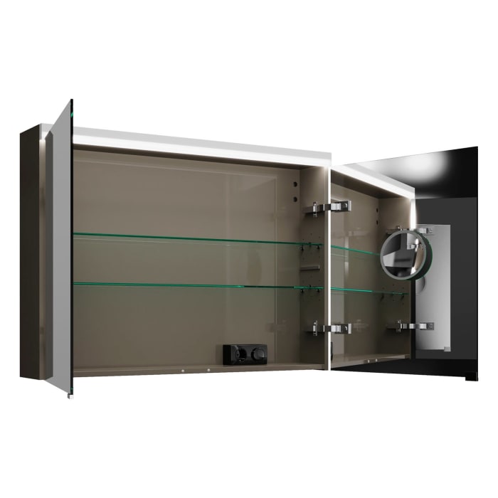 burgbad Lin20 Spiegelschrank mit LED-Beleuchtung, 100 cm, 2 Spiegeltüren