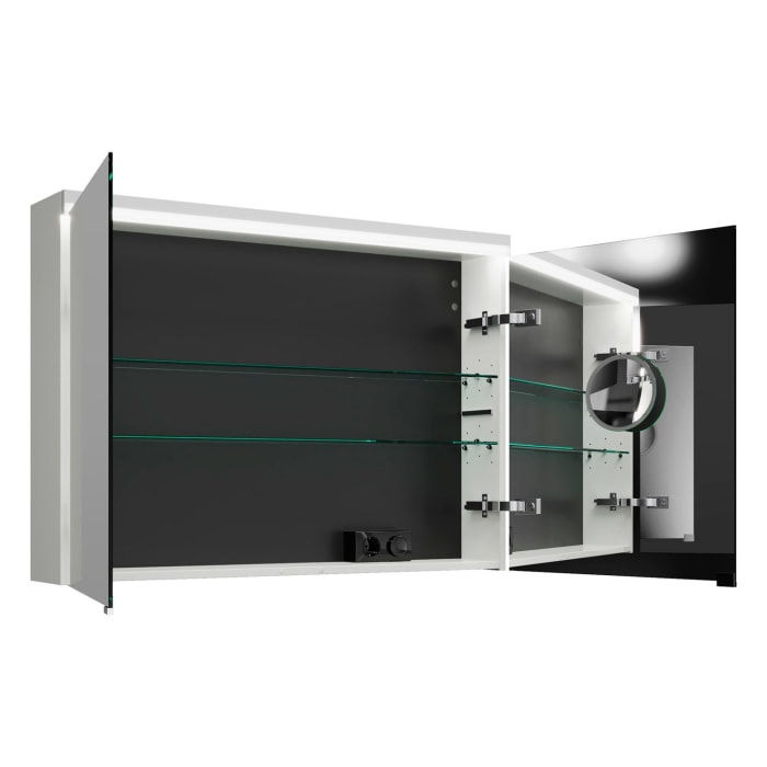 burgbad Lin20 Spiegelschrank mit LED-Beleuchtung, 100 cm, 2 Spiegeltüren