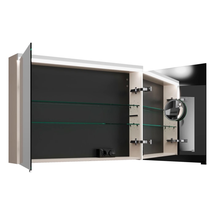 burgbad Lin20 Spiegelschrank mit LED-Beleuchtung, 100 cm, 2 Spiegeltüren