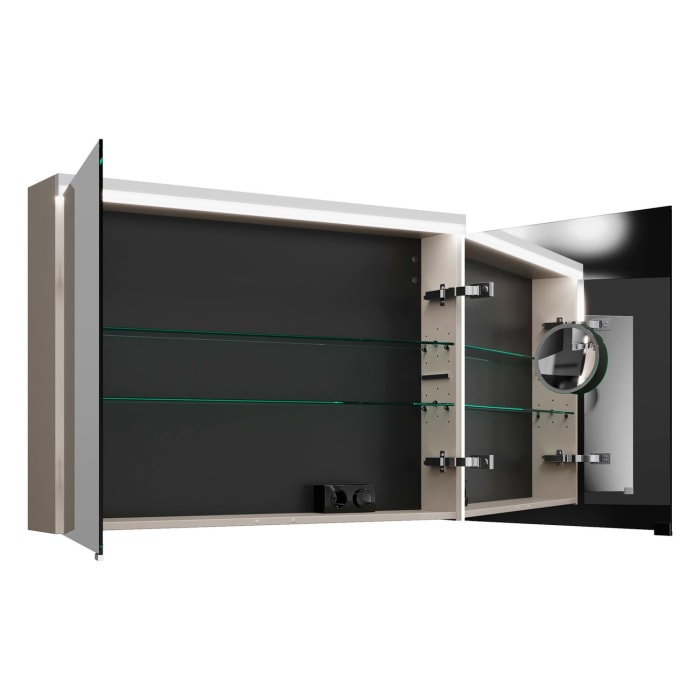 burgbad Lin20 Spiegelschrank mit LED-Beleuchtung, 100 cm, 2 Spiegeltüren