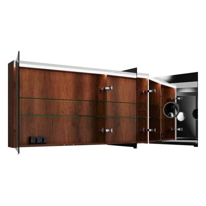 burgbad Lin20 Spiegelschrank mit LED-Beleuchtung, 140 cm, 3 Spiegeltüren, links