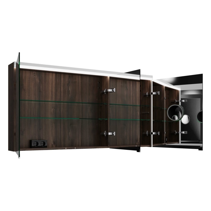 burgbad Lin20 Spiegelschrank mit LED-Beleuchtung, 140 cm, 3 Spiegeltüren, links