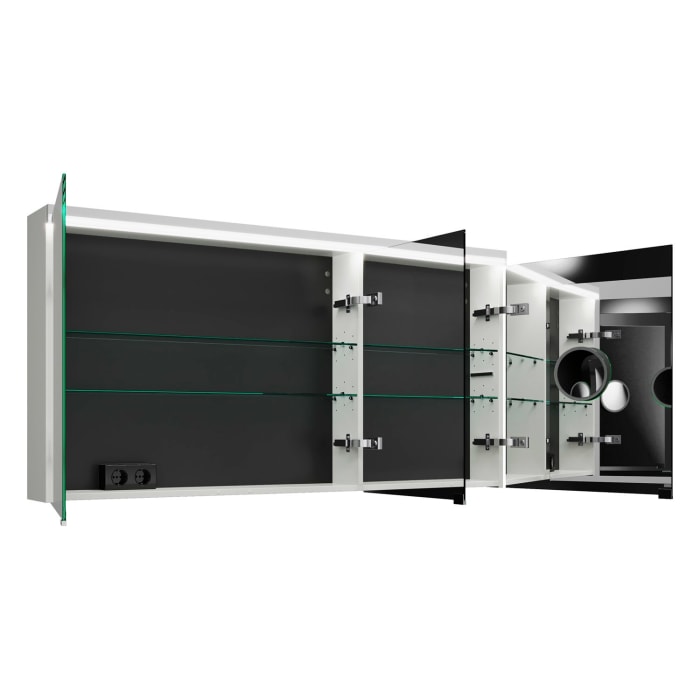 burgbad Lin20 Spiegelschrank mit LED-Beleuchtung, 140 cm, 3 Spiegeltüren, links