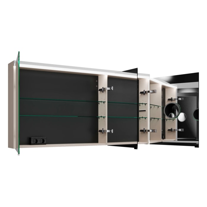 burgbad Lin20 Spiegelschrank mit LED-Beleuchtung, 140 cm, 3 Spiegeltüren, links