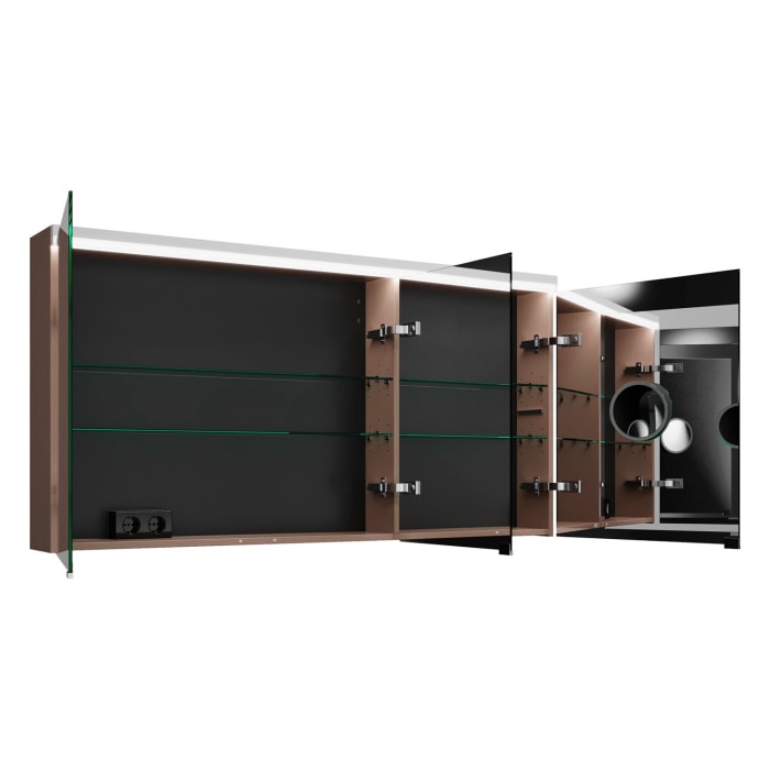 burgbad Lin20 Spiegelschrank mit LED-Beleuchtung, 140 cm, 3 Spiegeltüren, links