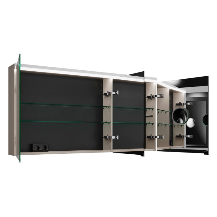 burgbad Lin20 Spiegelschrank mit LED-Beleuchtung, 140 cm, 3 Spiegeltüren, links