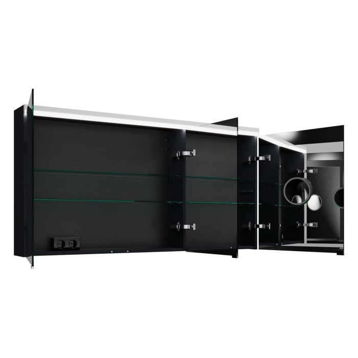 burgbad Lin20 Spiegelschrank mit LED-Beleuchtung, 140 cm, 3 Spiegeltüren, links