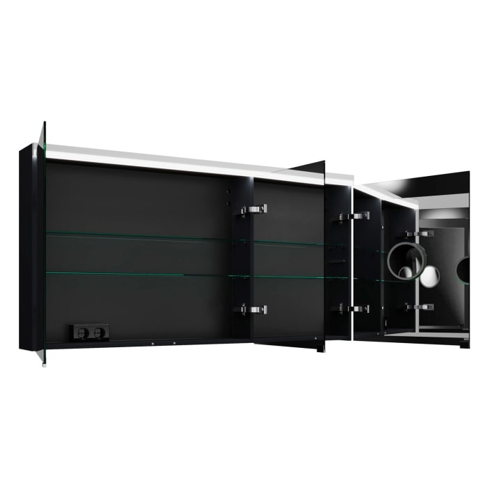 burgbad Lin20 Spiegelschrank mit LED-Beleuchtung, 140 cm, 3 Spiegeltüren, links