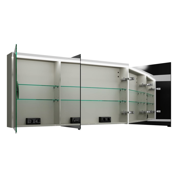 burgbad Lin20 Spiegelschrank mit LED-Beleuchtung, 140 cm, 3 Spiegeltüren, rechts