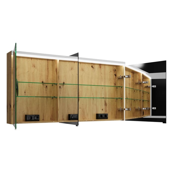 burgbad Lin20 Spiegelschrank mit LED-Beleuchtung, 140 cm, 3 Spiegeltüren, rechts