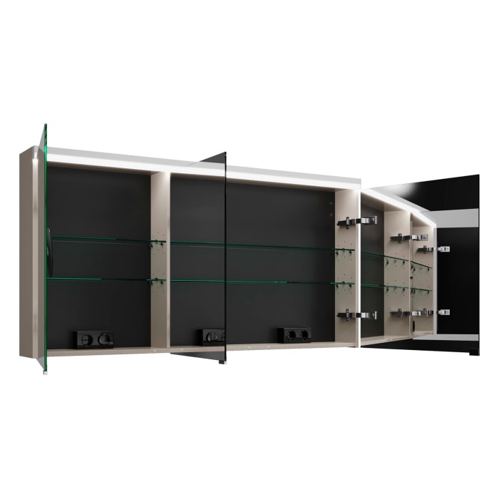 burgbad Lin20 Spiegelschrank mit LED-Beleuchtung, 140 cm, 3 Spiegeltüren, rechts